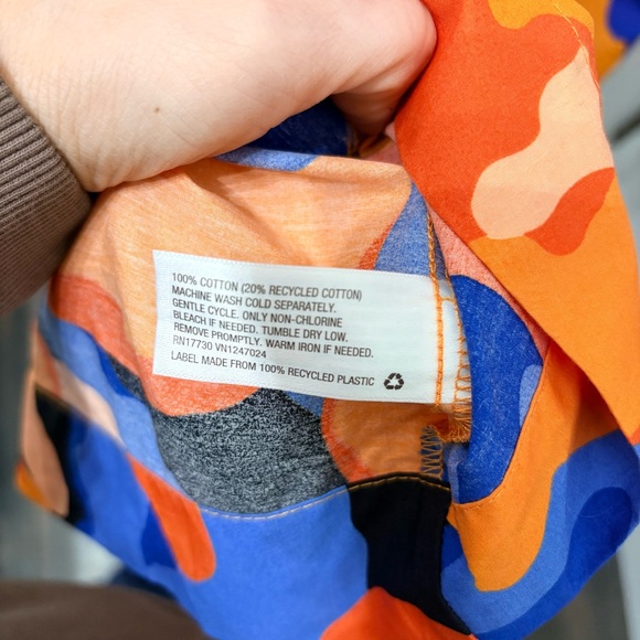 Tabitha Brown for Target Orange/Blue Puff Sleeve Tie Back Midi Dress sz 16W/18W - Picture 6 of 7